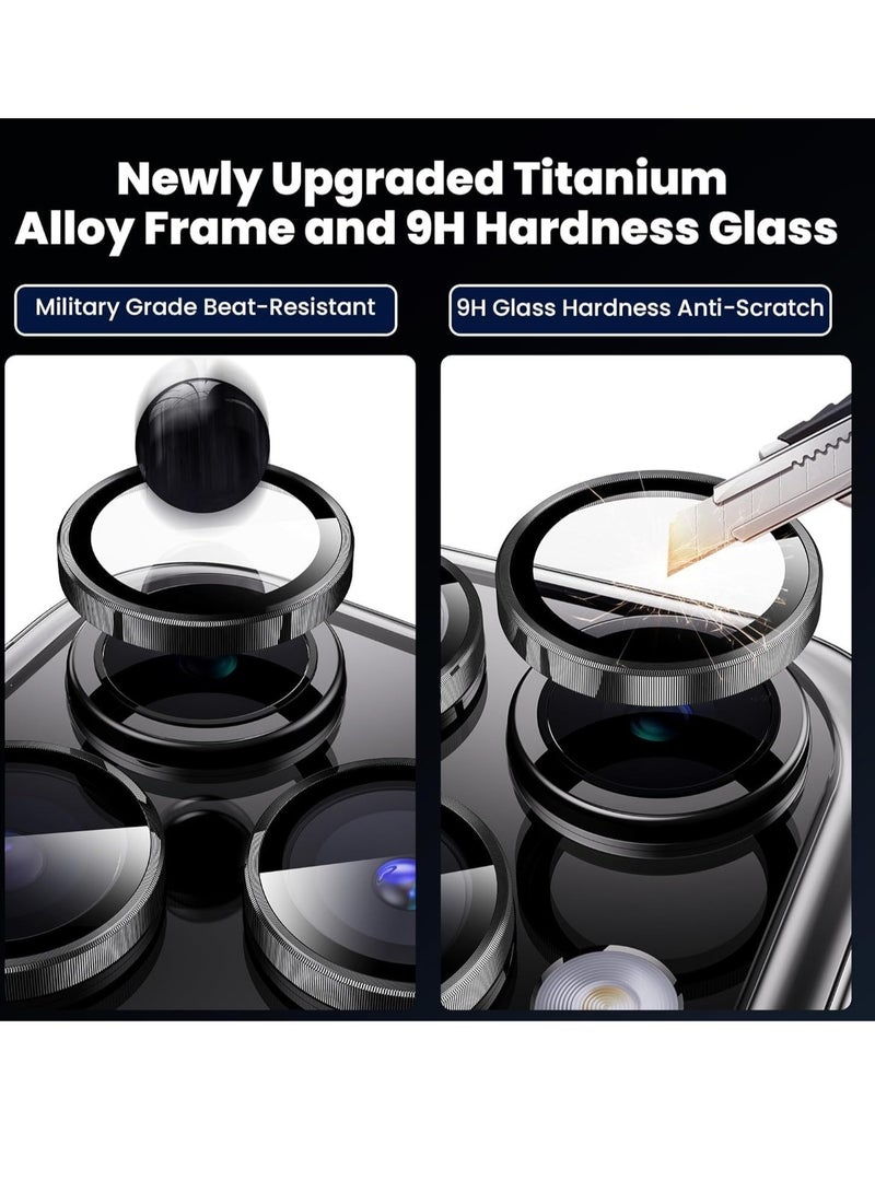 إلترازون واقي عدسة الكاميرا iPhone 15 Pro/15 Pro Max - [3+1 حزمة] واقي شاشة زجاجي فائق الدقة صديق للحافظة، حماية من السقوط من الدرجة العسكرية (تيتانيوم طبيعي) - Image 5