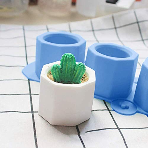 Fewo 2 Pieces Flower Pot Silicone Molds Succulent Plants Planter Pot Mould Concrete Cement Plaster Moulds, Ice Shot Glass Molds DIY Craft Tea Light Candle Holder Mold (Random Color) - Image 5