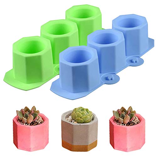 Fewo 2 Pieces Flower Pot Silicone Molds Succulent Plants Planter Pot Mould Concrete Cement Plaster Moulds, Ice Shot Glass Molds DIY Craft Tea Light Candle Holder Mold (Random Color) - Image 1