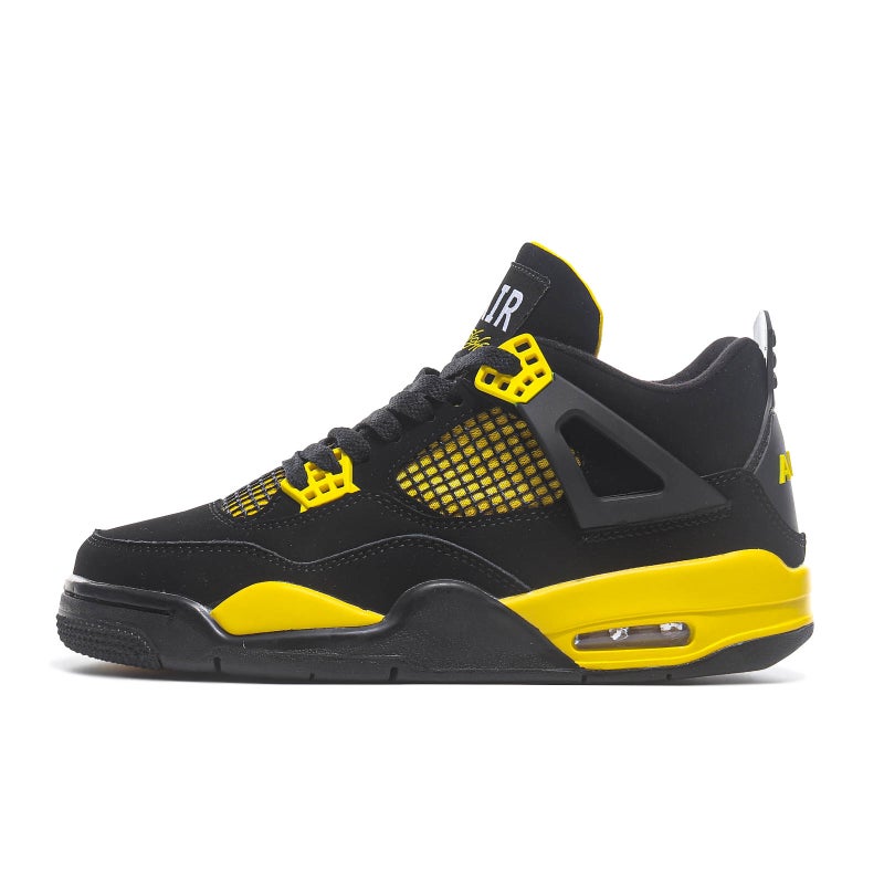 HOPIAL Men's Retro High-Top Basketball Shoes Black Yellow Thunderbolt Sports Sneakers Unisex