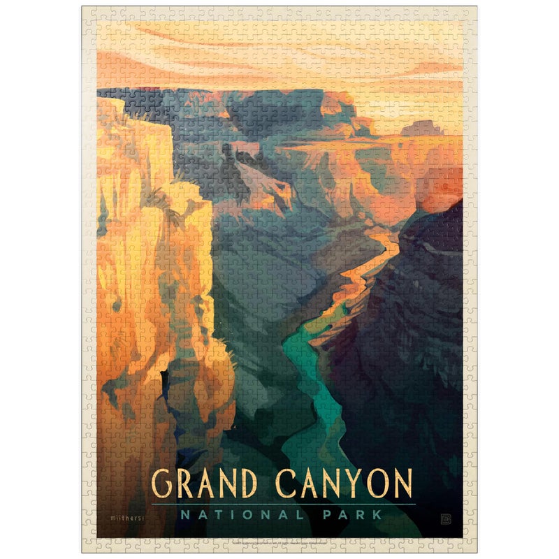 MyPuzzle.com MyPuzzle Grand Canyon National Park Deep Shadows Vintage Poster Premium 1000 Piece Jigsaw Puzzle for Adults - Image 3