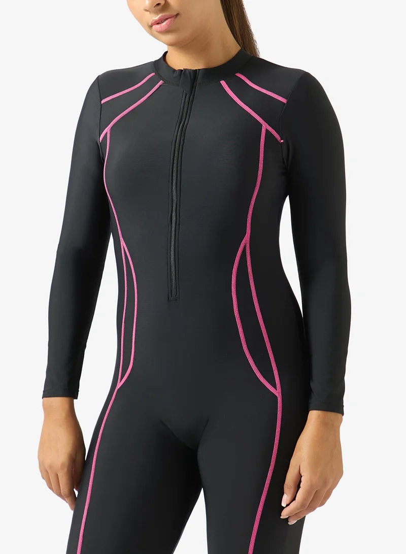 Frwd Black Zip Up Contrast Trim Detail Wetsuit for Women | Best Price UAE