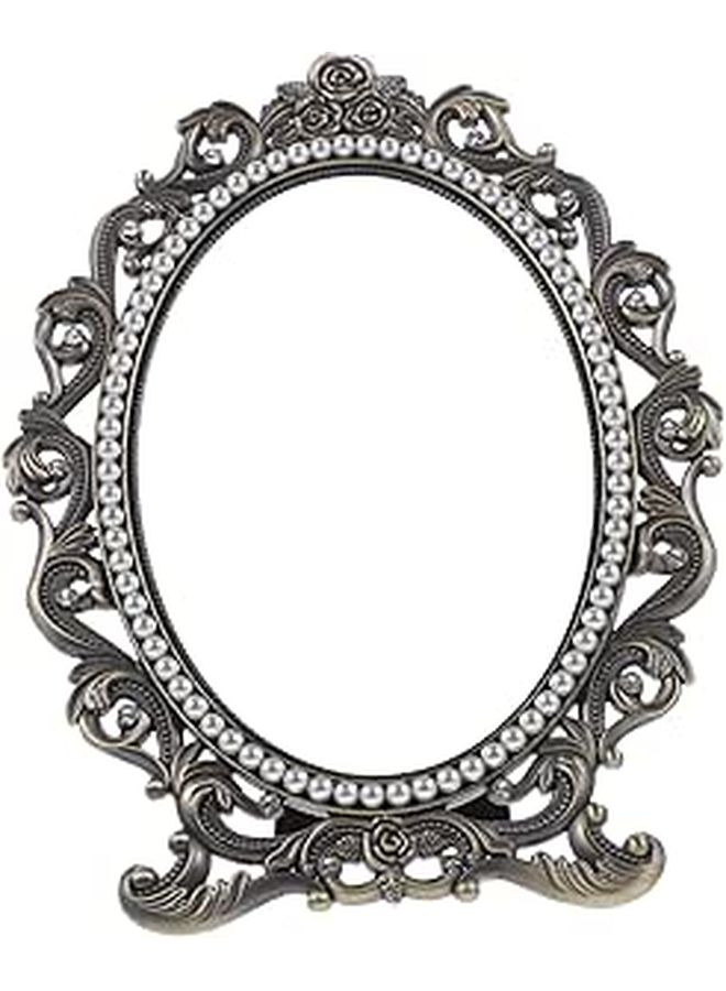 Vintage Pearl Desktop Makeup Mirror High Definition Tabletop Vanity Mirror With Stable Base For Dressing Shaving And Daily Cosmetic - Image 1