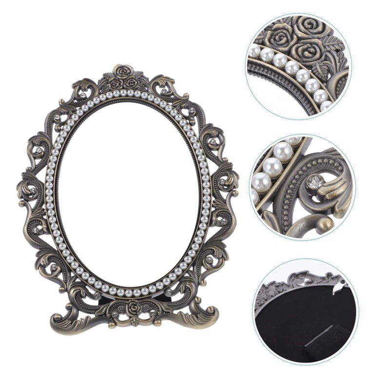 Vintage Pearl Desktop Makeup Mirror High Definition Tabletop Vanity Mirror With Stable Base For Dressing Shaving And Daily Cosmetic - Image 4