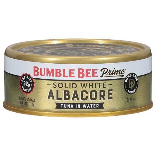 Bumble Bee Prime Solid White Albacore Tuna in Water 5 oz Easy Open Can  Premium Wild Caught Tuna  32g Protein per Serving  NonGMO Project Verified Gluten Free Kosher - Image 1