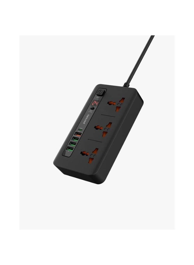 بورودو مجموعة موزع الطاقة متعدد المنافذ من بورودو، 4 منافذ USB-A/USB-C للمنزل والمكتب - 2 متر - أسود - Image 2
