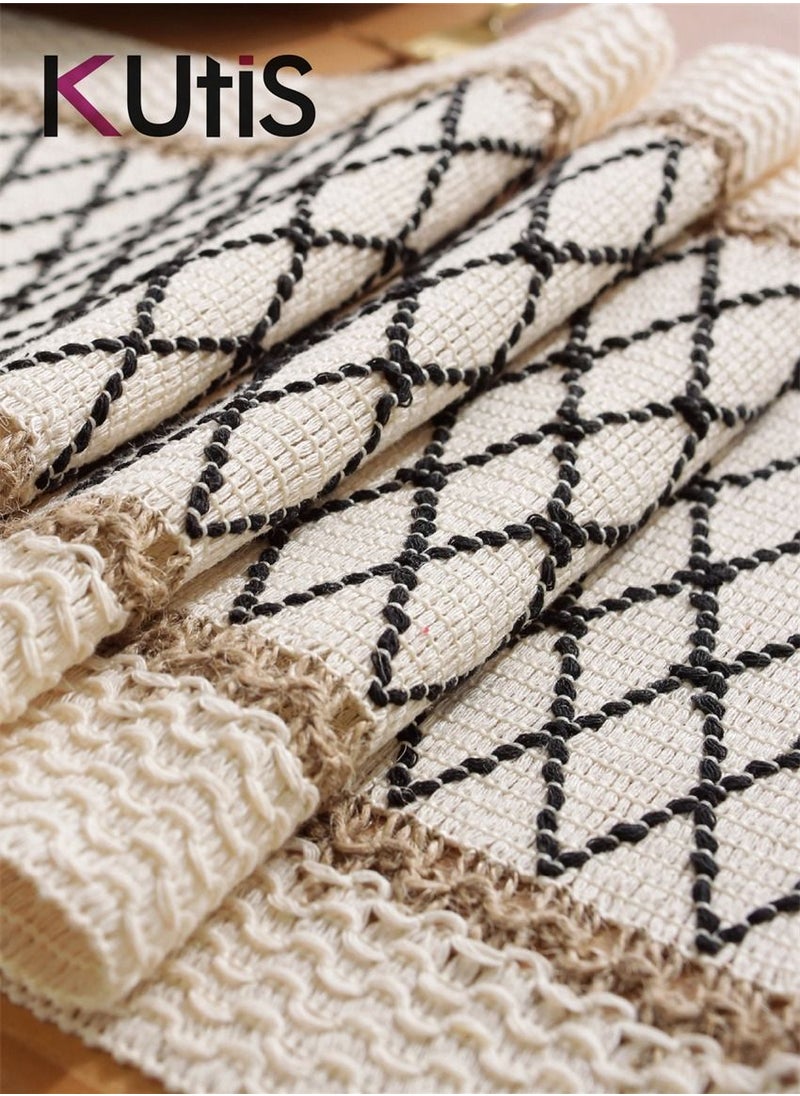 Kutis Cotton Linen Table Runner Splicing Weave Tassel The Tablecloth 180 x 30 cm  - Image 4
