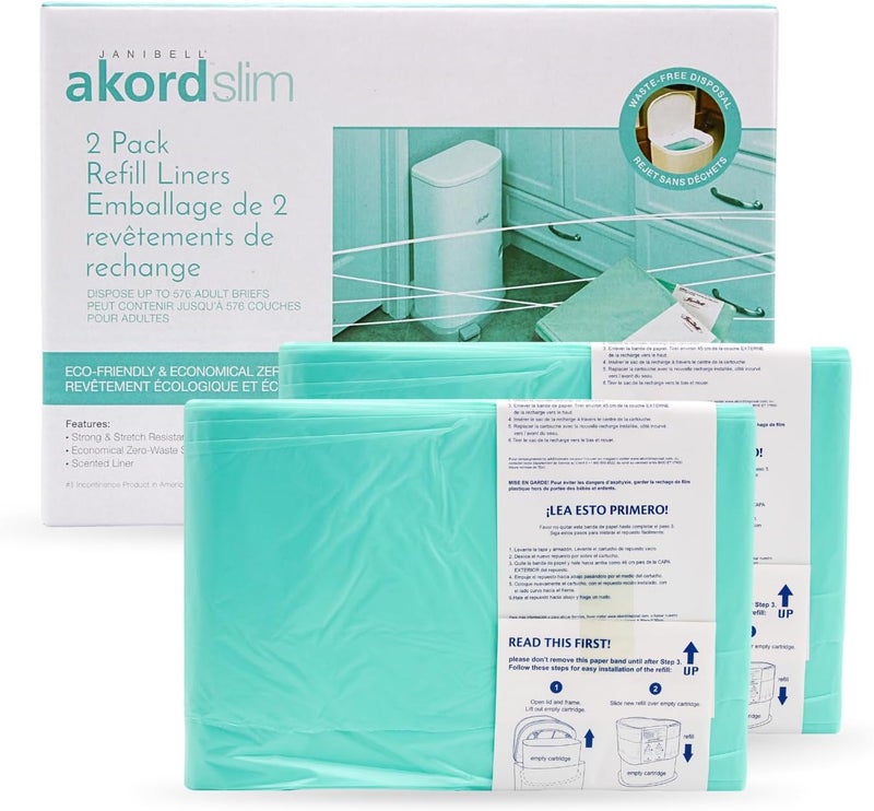 AKORD Janibell Brand Akord Diaper Disposal Liners for 280 Slim Model Scented 2Pack Refills the Continuous Liner System Eliminates Waste - Image 2