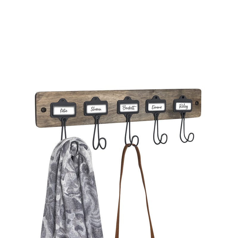Spectrum Spectrum Diversified Vintage Living Wall Mount 5 AHook wNameplates for Entryway Storage and Organization 