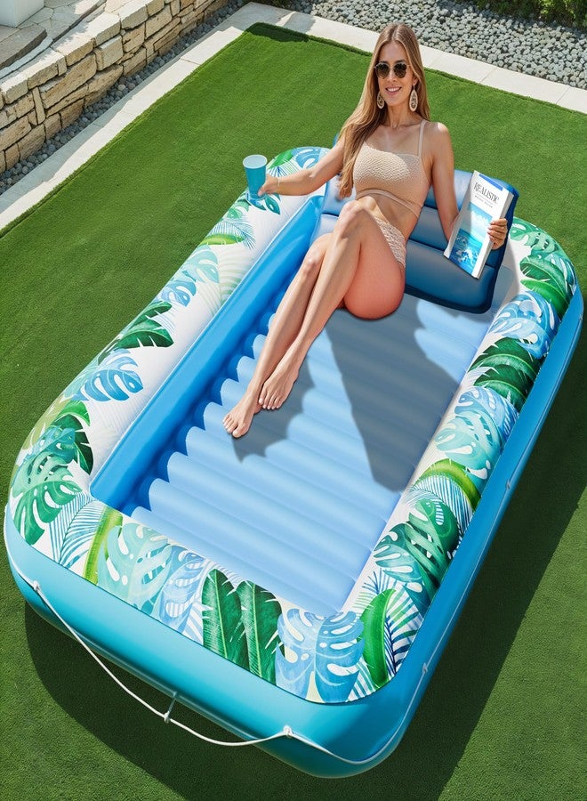 JAMBO Inflatable Tanning Pool Lounger Float, 70 x 47 Sun Tanning Pool Float with Pillow, Water Lounge Raft, Pool Floatie for Adults, Tanning Raft Pool Tub, Water Tanning Bed Kiddie Pool Tanning Floats - Image 1