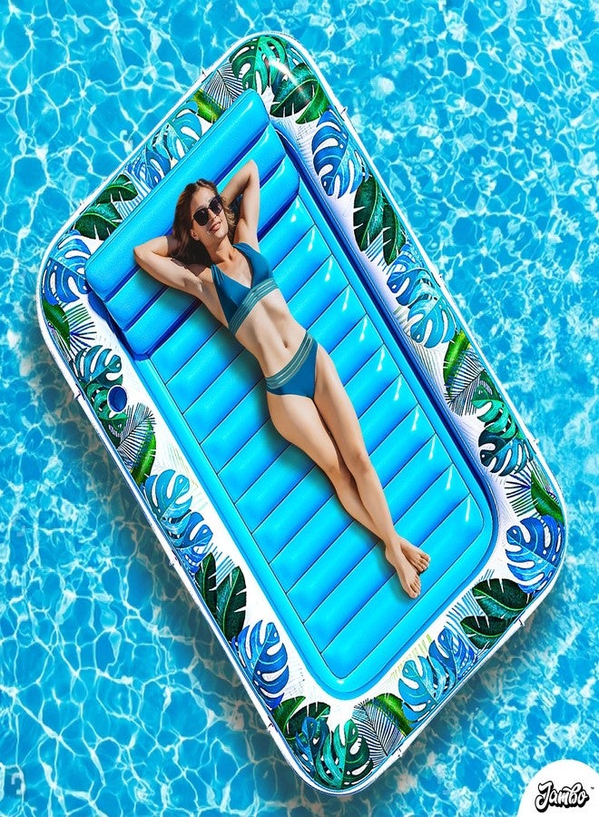 JAMBO Inflatable Tanning Pool Lounger Float, 70 x 47 Sun Tanning Pool Float with Pillow, Water Lounge Raft, Pool Floatie for Adults, Tanning Raft Pool Tub, Water Tanning Bed Kiddie Pool Tanning Floats - Image 2