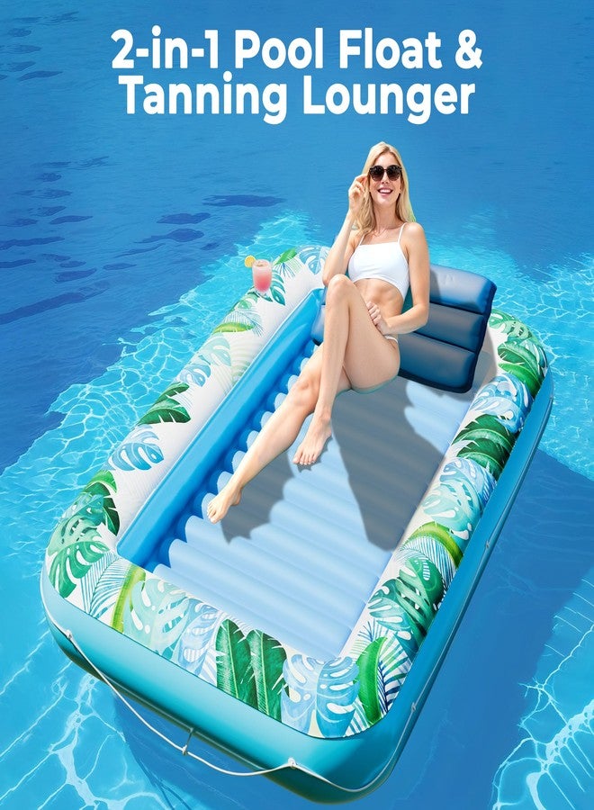 JAMBO Inflatable Tanning Pool Lounger Float, 70 x 47 Sun Tanning Pool Float with Pillow, Water Lounge Raft, Pool Floatie for Adults, Tanning Raft Pool Tub, Water Tanning Bed Kiddie Pool Tanning Floats - Image 3