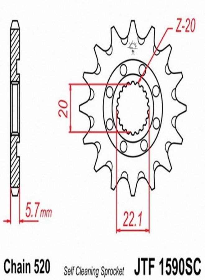 JT Sprockets JTF1590.14SC 14T Steel Front Sprocket - Image 2