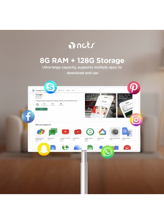 NCTS شاشة نقالة ذكية تعمل باللمس NCTS MD32UD Ultra HD 32 بوصة LED مع 8 جيجابايت RAM و128 جيجابايت تخزين تدور 90° مع بطارية مدمجة وتحويل تلقائي 3840x2160 بكسل 4K UHD - Image 4
