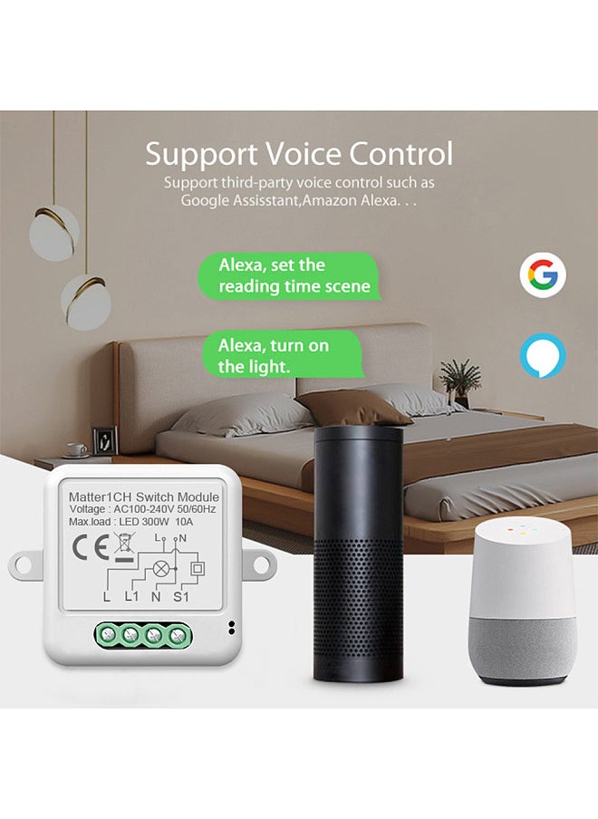 Generic - 1CH Matter Mini Smart WiFi Switch Module DIY Smart Relay Switch Module 10A Switch for Smart Home Automation Compatible with Home Pod/Alexa/Google Assistant/SmartThings - Image 1