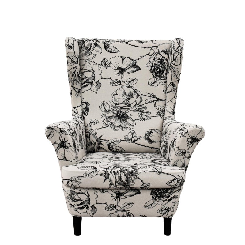 NILUOH Wing Chair Slipcovers 2 Pieces Stretch Spandex Wingback Chair Covers Washable Slipcover for Wingback Armchairs Non-Slip Furniture Protector with Elastic Bottom for Living Room - Image 1