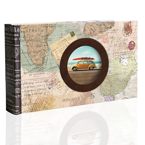 Holoary Photo Album 4x6, Picture Album Holds 50 Horizontal Photos, Memo Writing Area for Each Pocket, Printing Cover Small Photo Book with Front Window, Small Photo Album for Travel Vacation Adventure - Image 1