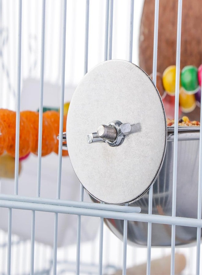 DQITJ 2 Pack Bird Feeding Dish Cup, Stainless Steel Birdcage Food Bowl with Clamp Holder for Bird Parrot Parakeet Macaw Finches Lovebirds Cockatiel Conure Budgies - Image 3