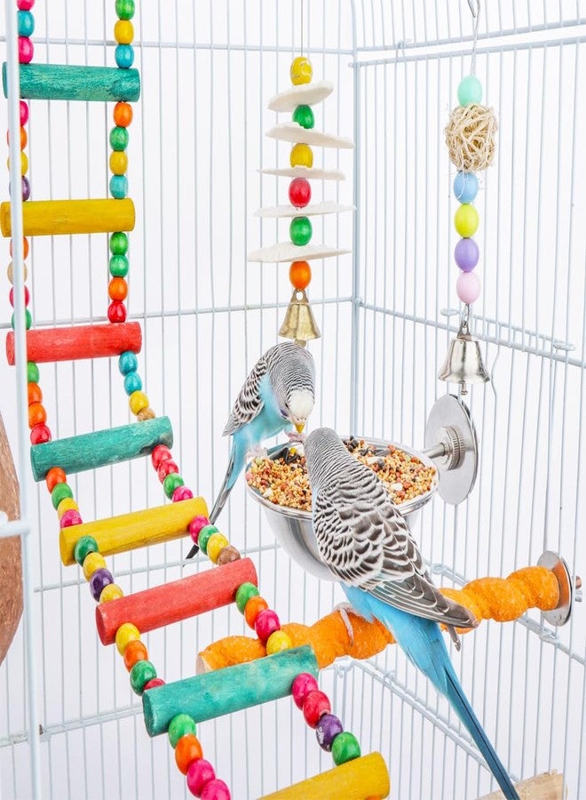DQITJ 2 Pack Bird Feeding Dish Cup, Stainless Steel Birdcage Food Bowl with Clamp Holder for Bird Parrot Parakeet Macaw Finches Lovebirds Cockatiel Conure Budgies - Image 2