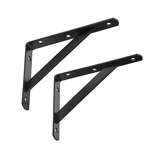 Dewell 2 Pcs 8inch Tripod Triangle Shelf Brackets, Wall Mounted Shelf Supports Black,BT200 - Image 5