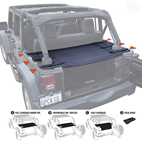 GPCA - Heavy-Duty Reversible Cargo Cover Compatible with Jeep Wrangler JK 4DR, Sport, Sahara, Rubicon, Freedom, Unlimited 2007-2018, Water-Repellent Trunk Cover, Great Gift for Jeep Wrangler Owners - Image 1