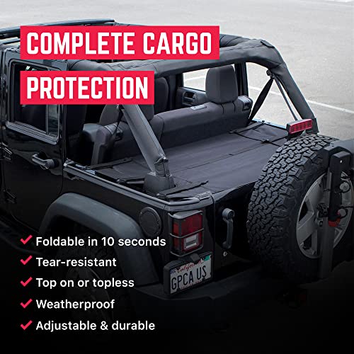 GPCA - Heavy-Duty Reversible Cargo Cover Compatible with Jeep Wrangler JK 4DR, Sport, Sahara, Rubicon, Freedom, Unlimited 2007-2018, Water-Repellent Trunk Cover, Great Gift for Jeep Wrangler Owners - Image 4
