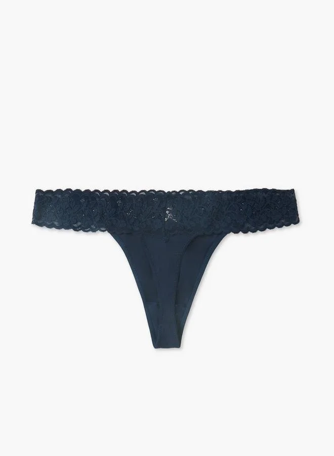 Splash FAV Lace Detail Thongs with Elasticated Waistband