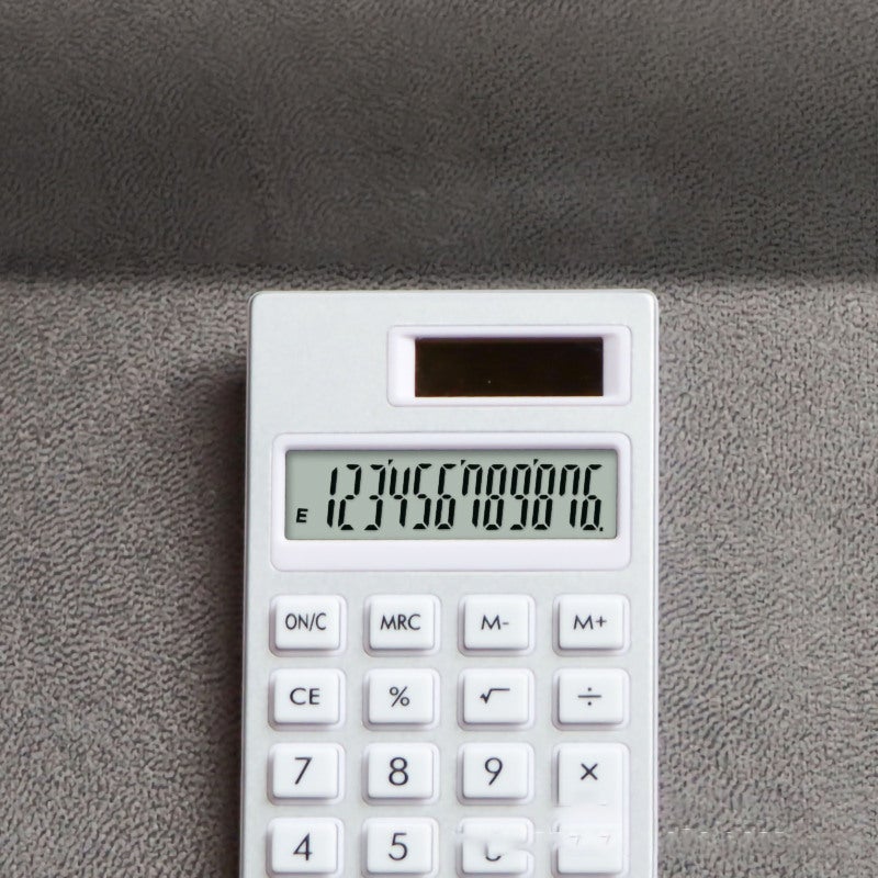 12 Digit Solar Portable Calculator - Solar Power Supply Rubber Buttons Lightweight Abs Shell White Simple Ins Style for Office School Business Daily Computing - Image 2