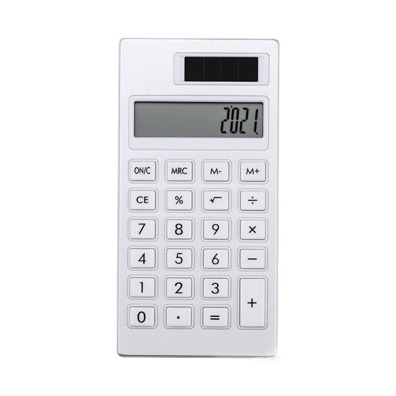 12 Digit Solar Portable Calculator - Solar Power Supply Rubber Buttons Lightweight Abs Shell White Simple Ins Style for Office School Business Daily Computing - Image 1