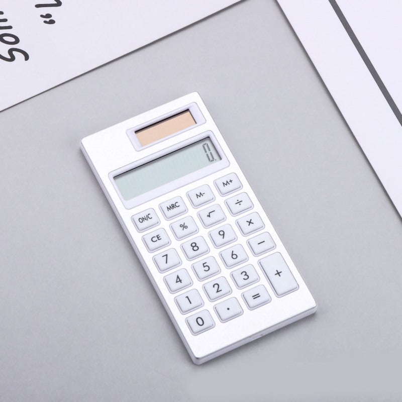 12 Digit Solar Portable Calculator - Solar Power Supply Rubber Buttons Lightweight Abs Shell White Simple Ins Style for Office School Business Daily Computing - Image 4