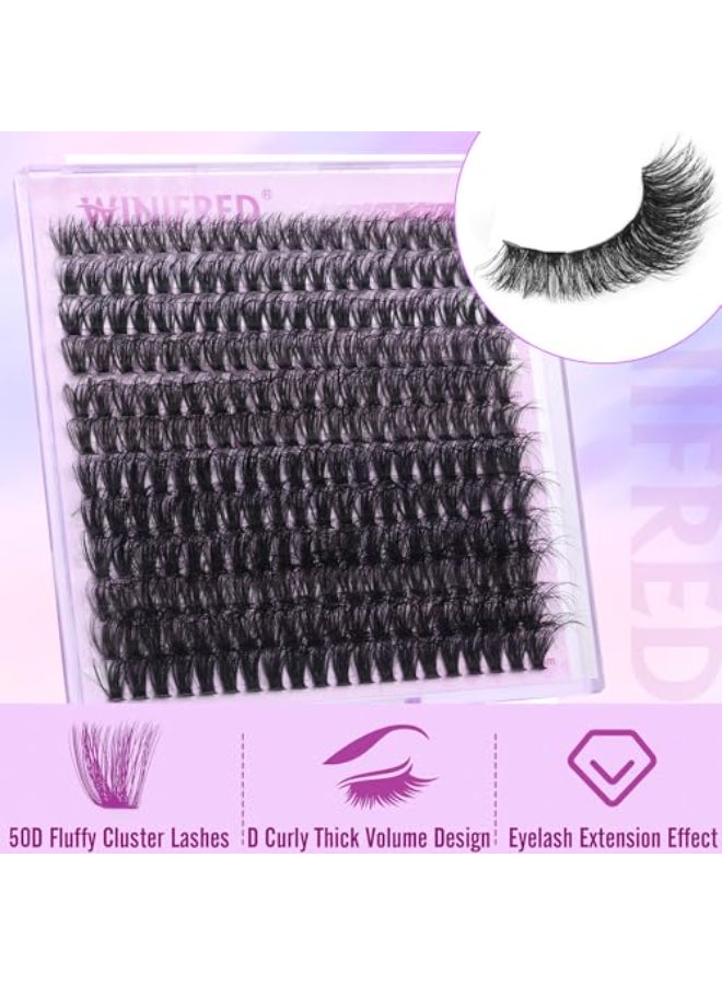 Winifred Cluster Eyelash Extensions Wispy Lash Clusters Thick Volume Individual Lashes 50D Lash Extension D Curvature Eyelash Clusters 16mm DIY Faux Mink Eyelash Extension 240pcs - Image 3