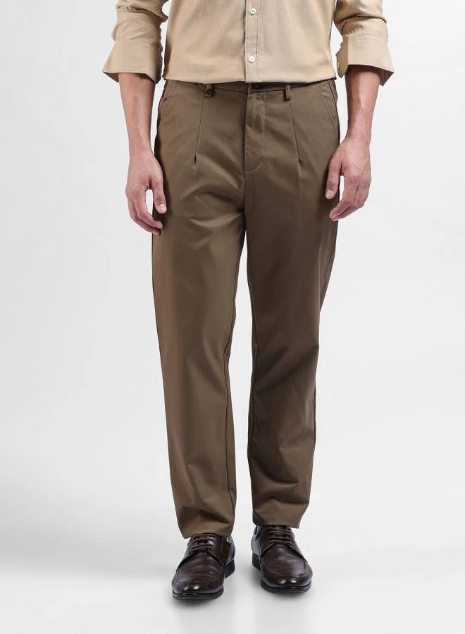 The Indian Garage Co Men Relaxed Fit Solid Cross Pocket Mid-Rise Trousers