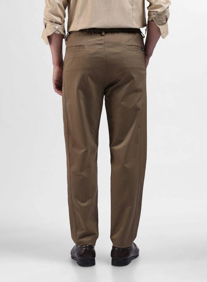 The Indian Garage Co Men Relaxed Fit Solid Cross Pocket Mid-Rise Trousers