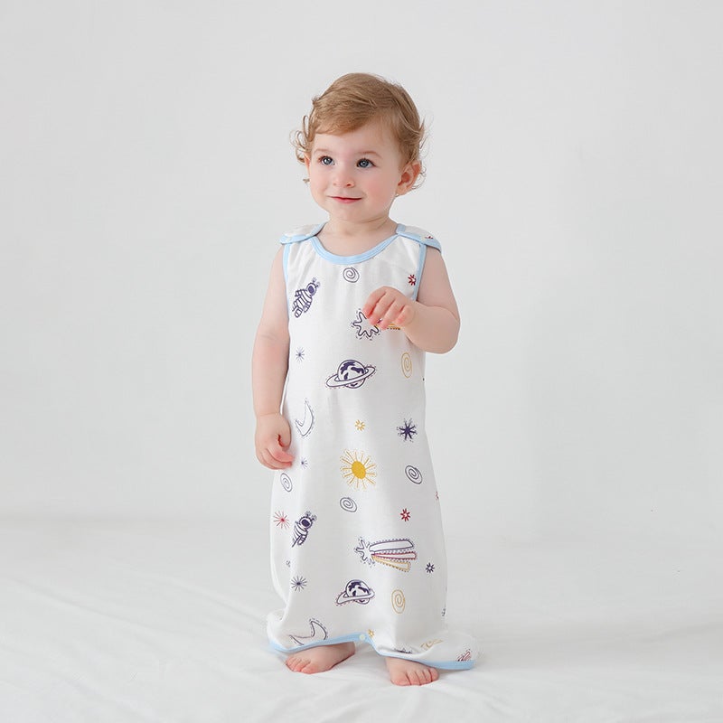 Baby sleeping bag summer cotton sleeveless vest baby children summer sleeping anti-kick quilt artifact summer thin air conditioner - Image 5