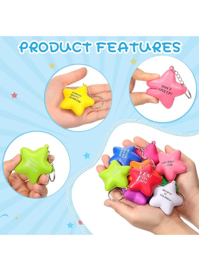 Zomiboo 20 Pieces Motivational Stress Balls Bulk Keychain Stress Stars with Relief Quotes Foam Balls Colorful Encouraging Keychain Stress Balls for Kids Adults Relieve Anger Management Exercise Hand Gifts - Image 5