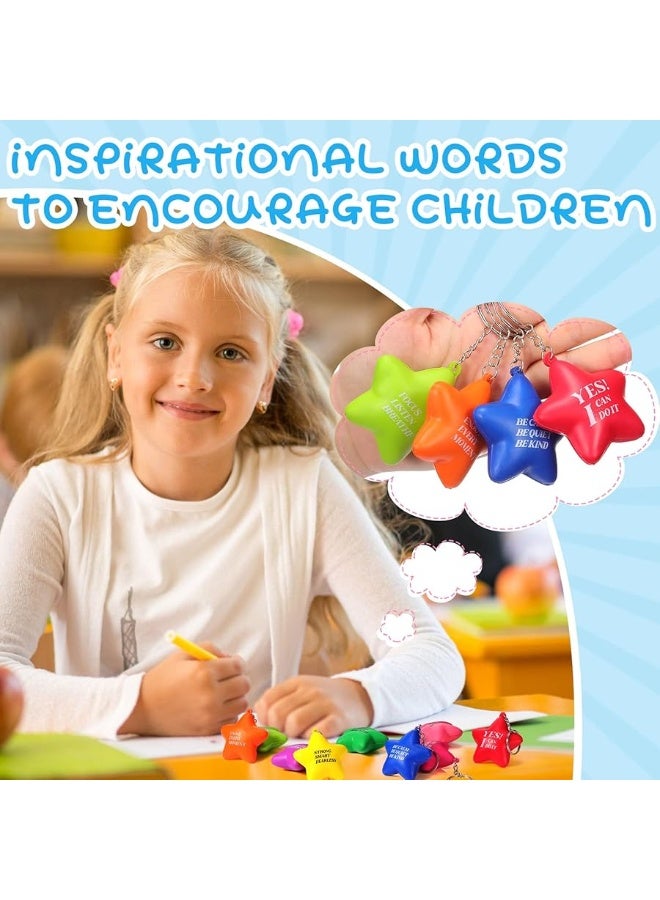 Zomiboo 20 Pieces Motivational Stress Balls Bulk Keychain Stress Stars with Relief Quotes Foam Balls Colorful Encouraging Keychain Stress Balls for Kids Adults Relieve Anger Management Exercise Hand Gifts - Image 2