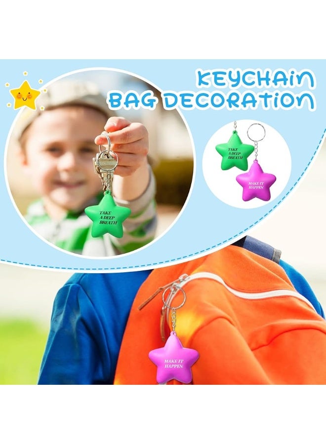 Zomiboo 20 Pieces Motivational Stress Balls Bulk Keychain Stress Stars with Relief Quotes Foam Balls Colorful Encouraging Keychain Stress Balls for Kids Adults Relieve Anger Management Exercise Hand Gifts - Image 3