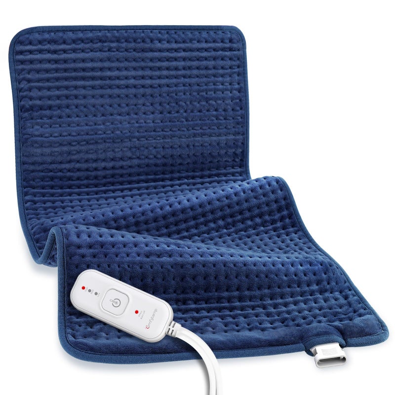 Comfytemp Extra Large Heating Pad for Back & Period, 33''x 17'' King Size, FSA Eligible Items Only List, HSA Approve Electric XL Heated Pad for Shoulder/Neck/Knee, Small Lap Blanket, Washable (Blue) - Image 1