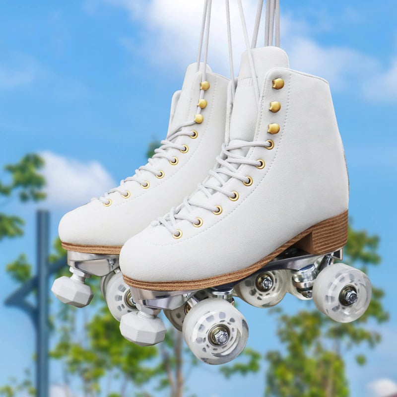 TUOSAMTIN Roller Skates for Women or Men with Height Adjustable Rubber Stoppers Retro Suede Quad Roller Skates for Outdoor and Indoor - Image 5
