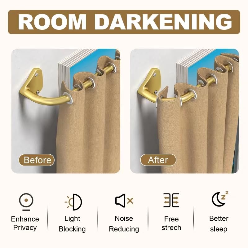 GXOACKJ Gold Curtain Rods for Windows 28 to 48 inch, 5/8 inch Adjustable Wrap Around Blackout Curtain Rods for Bedroom & Outdoor - Image 2