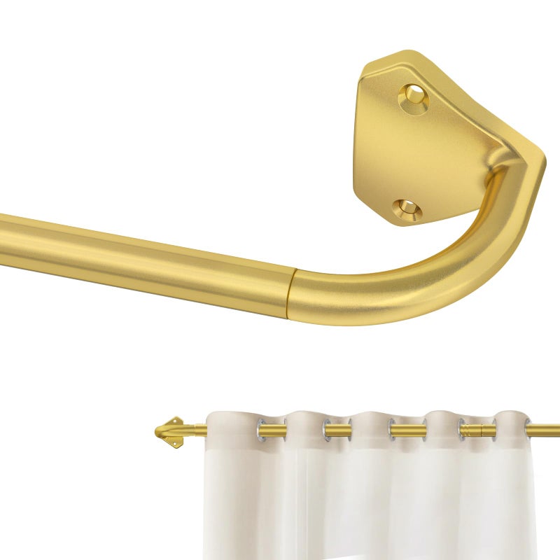 GXOACKJ Gold Curtain Rods for Windows 28 to 48 inch, 5/8 inch Adjustable Wrap Around Blackout Curtain Rods for Bedroom & Outdoor - Image 1
