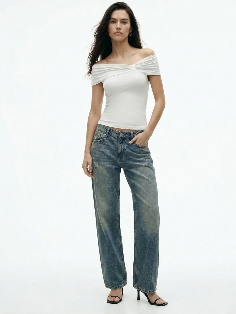 Outzidr  White Asymmetric Top for Women | Best Price UAE