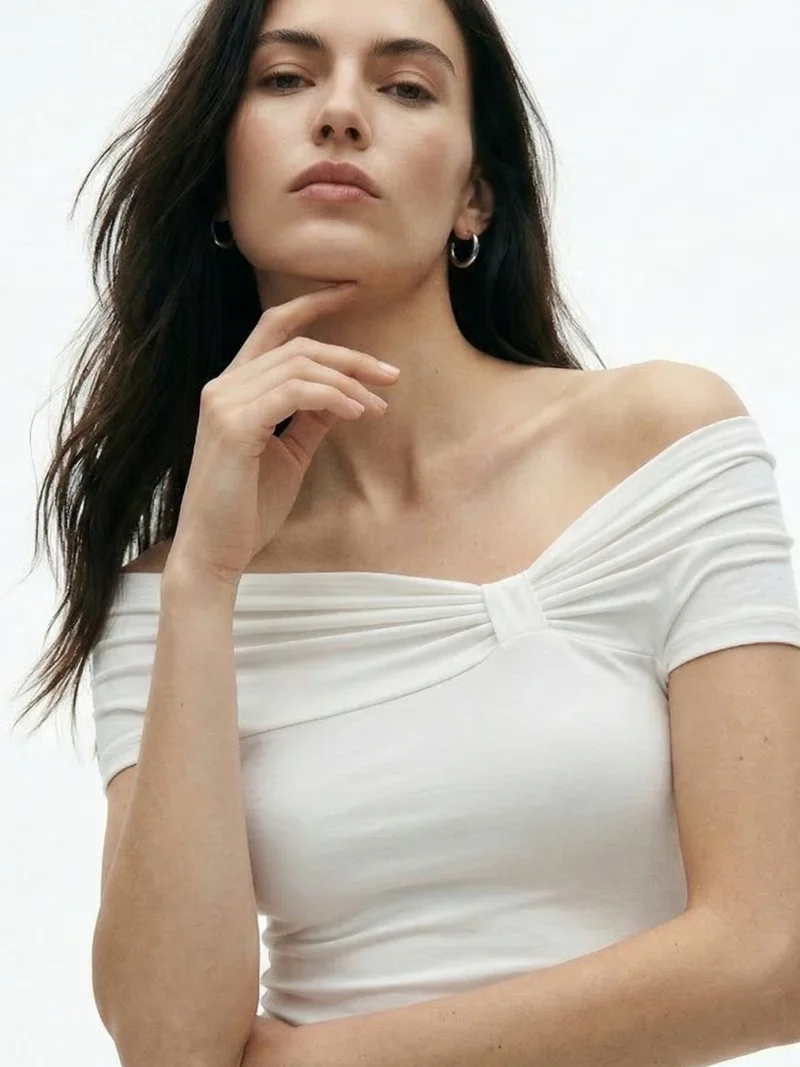 Outzidr  White Asymmetric Top for Women | Best Price UAE