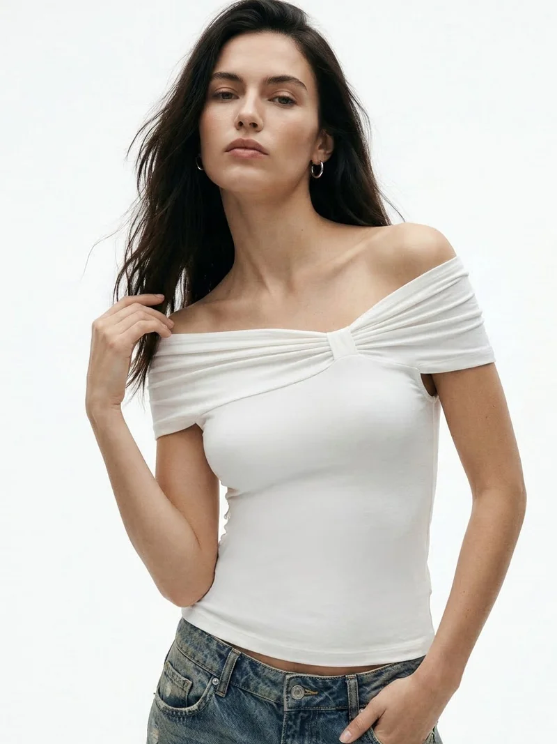 Outzidr  White Asymmetric Top for Women | Best Price UAE