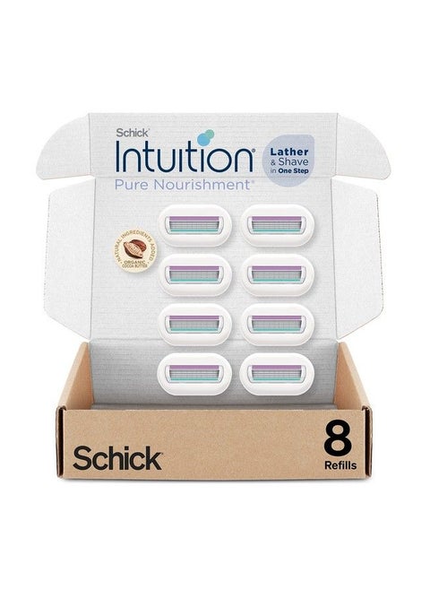 Schick Intuition Refill Pure Nourishment Razors For Women Intuition Razor Blades Refill With Organic Cocoa Butter 8 Count Razor Refills
