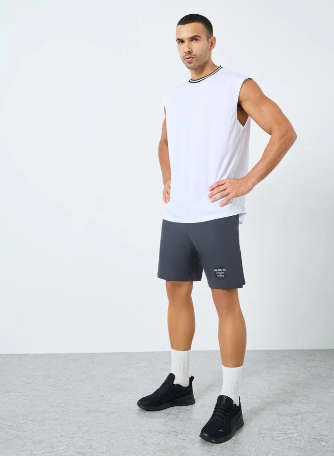 Styli Active Regular Fit Contrast Tipping Neck Rib Athleisure Tank