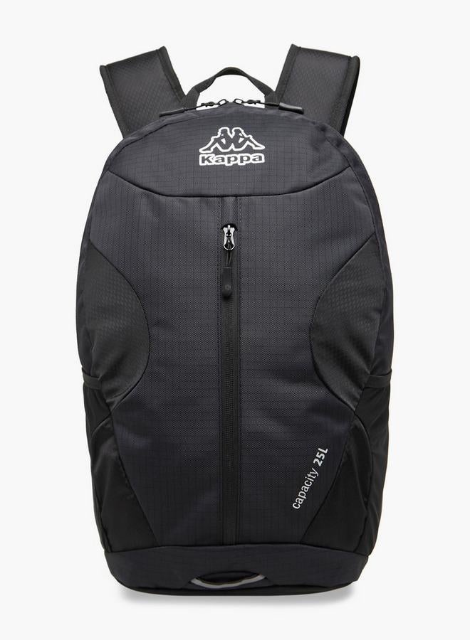 Kappa Logo Print Backpack with Adjustable Straps and Zip Closure - 16x46x27 cm - Image 1