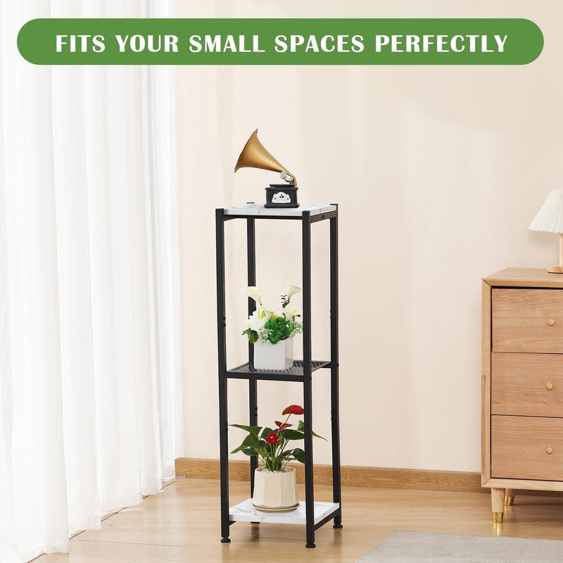 Dipion Extra Tall Plant Stand Indoor,40 Inch Plant Stands,3 Tier Metal Plant Stand with Heavy Duty Wood and Metal Mesh Shelf,Marble White and Black - Image 5