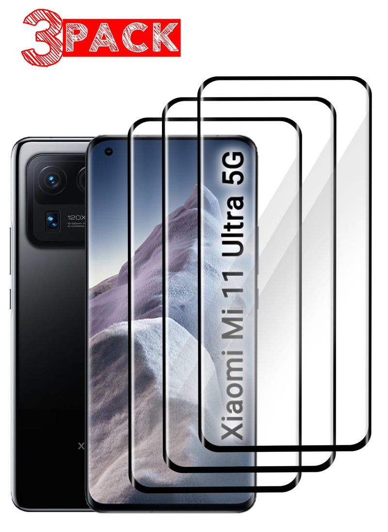 CATANES (For Xiaomi Mi 11 Ultra 5G) 3Pack, Premium Tempered Glass Screen Protector Anti Buble Anti Scratch - Side Black  - Image 1