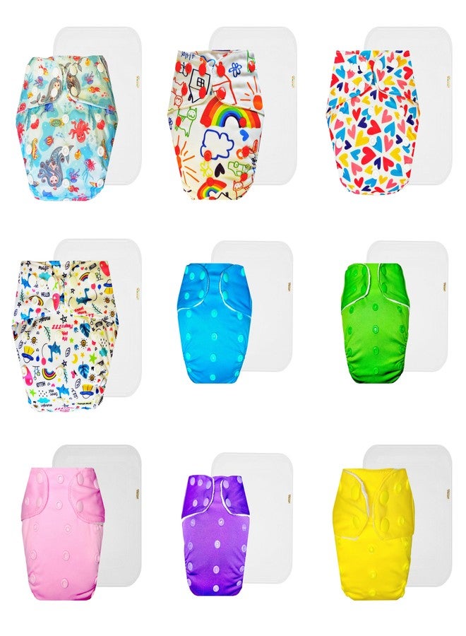 Dumbledo Premium Cloth Diaper with Cotton Insert (Pack of 9) | Snug Fit | 6-Layer Absorbent Pad | Travel Friendly | Perfect for Indian Summers | 3 Months - 3 Years | Unisex Baby - Image 1